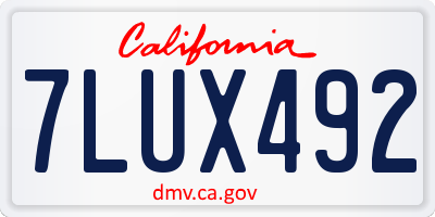 CA license plate 7LUX492