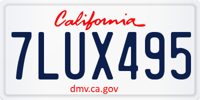 CA license plate 7LUX495