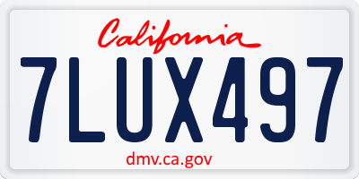 CA license plate 7LUX497