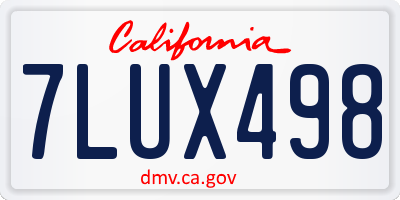 CA license plate 7LUX498