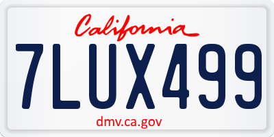 CA license plate 7LUX499