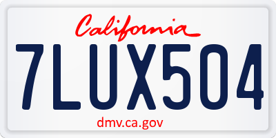 CA license plate 7LUX504