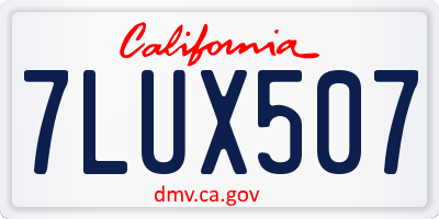 CA license plate 7LUX507