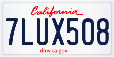CA license plate 7LUX508