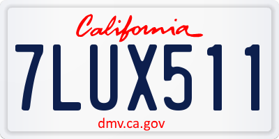 CA license plate 7LUX511