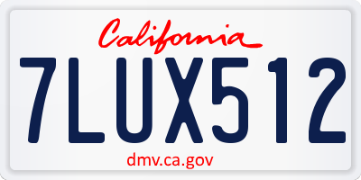 CA license plate 7LUX512