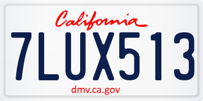 CA license plate 7LUX513