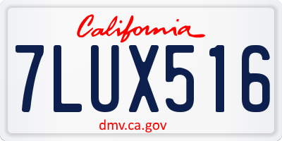 CA license plate 7LUX516