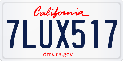 CA license plate 7LUX517