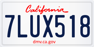 CA license plate 7LUX518