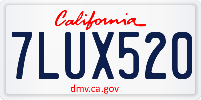 CA license plate 7LUX520