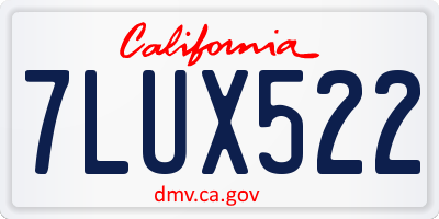 CA license plate 7LUX522