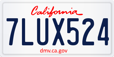 CA license plate 7LUX524