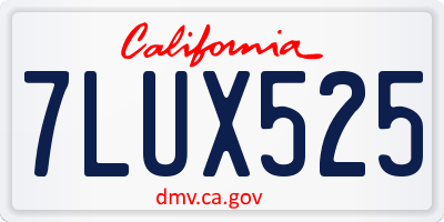 CA license plate 7LUX525