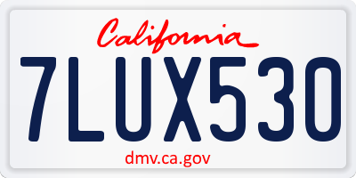 CA license plate 7LUX530