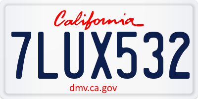 CA license plate 7LUX532