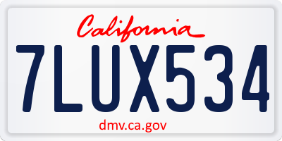 CA license plate 7LUX534