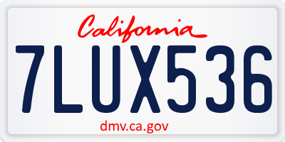 CA license plate 7LUX536