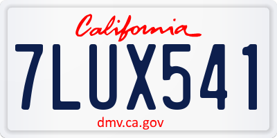 CA license plate 7LUX541