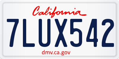 CA license plate 7LUX542