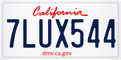 CA license plate 7LUX544