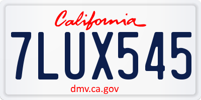 CA license plate 7LUX545