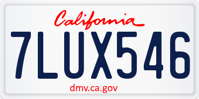 CA license plate 7LUX546