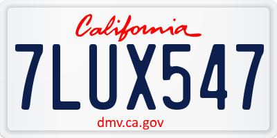 CA license plate 7LUX547