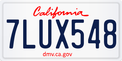 CA license plate 7LUX548