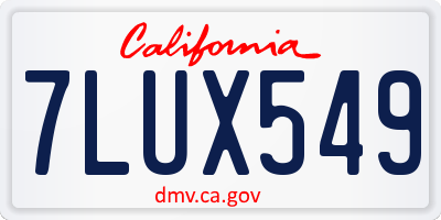 CA license plate 7LUX549
