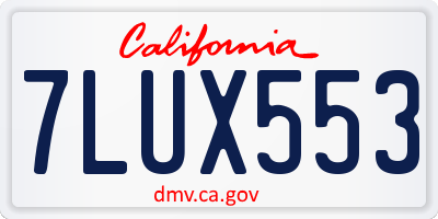 CA license plate 7LUX553