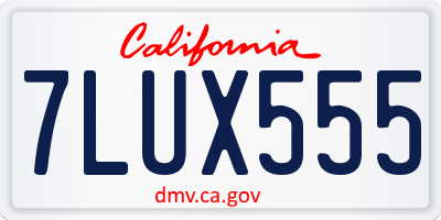 CA license plate 7LUX555