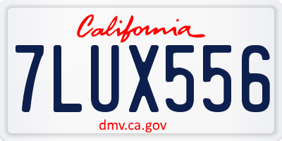 CA license plate 7LUX556