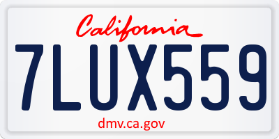 CA license plate 7LUX559