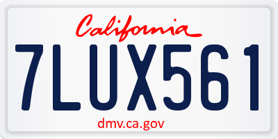 CA license plate 7LUX561