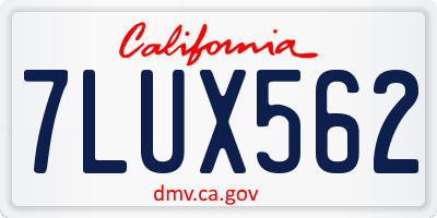 CA license plate 7LUX562