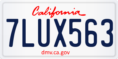 CA license plate 7LUX563