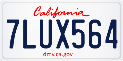 CA license plate 7LUX564