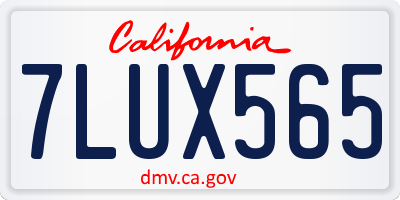 CA license plate 7LUX565