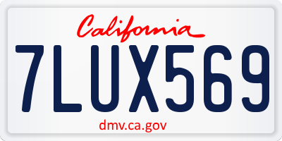 CA license plate 7LUX569