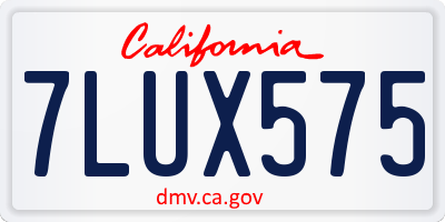 CA license plate 7LUX575