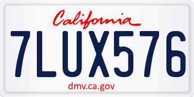 CA license plate 7LUX576