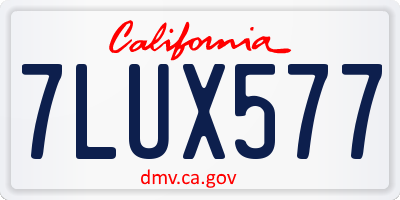 CA license plate 7LUX577