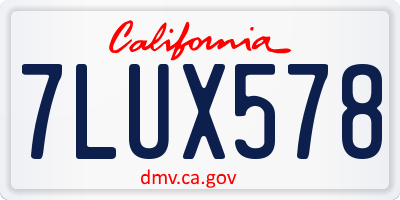 CA license plate 7LUX578