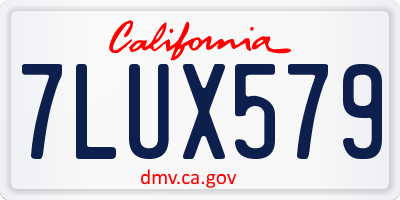 CA license plate 7LUX579