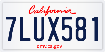 CA license plate 7LUX581