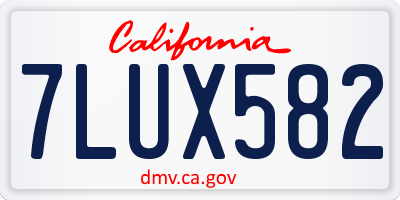 CA license plate 7LUX582