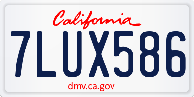 CA license plate 7LUX586