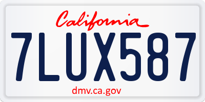 CA license plate 7LUX587