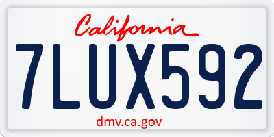 CA license plate 7LUX592